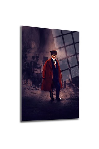 Atatürk Türk Bayrağı Cam Tablo Modern Sanat Tablosu Uv Baskı Canlı Renkler Ev Ve İş Yeri Anlamlı Hediye Seçeneği Kolay Montaj Askılı
