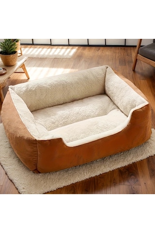 Honeybeeshop "konforlu Evcil Hayvan Yatağı Yumuşak Puşi Brown Square Nest Yüksek Kalite Xxl Boy 80x60cm Küçük Orta Boy Köpekler İçin Tüm Mevsimler"
