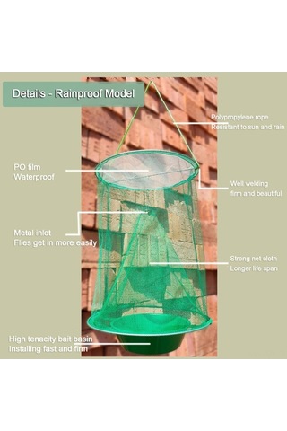 Fortunelane Katlanabilir Askılı Sinek Tuzağı - Dış Mekan İçin Dayanıklı, Yeniden Kullanılabilir, Etkili Sinek Yok Edici Demir Tel