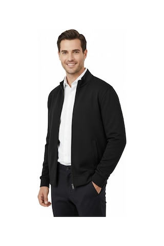 Erkek Spor Hakim Yaka Fermuarlı Hırka Regular Fit Bgl-st04947 Siyah