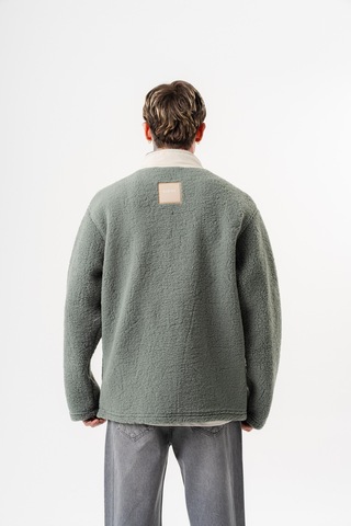 Respire Erkek Zip Oversize Teddy Ceket Yeşil