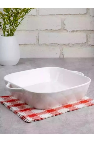 Lenardi 21 Cm Saplı Kare Fırın Kabı 313922119 Beyaz