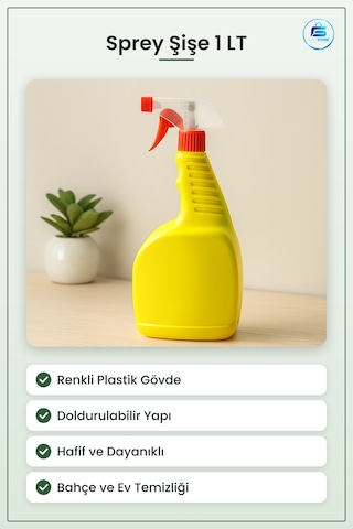 Bitki Sulama Kabı Sprey Şişe 1lt Renkli Plastik Boş Doldurulabili