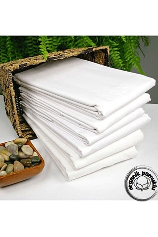 Lotus Home Lüks Pamuklu Düz Beyaz Çarşaf Tek Kişilik 160x240