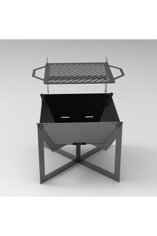 Portatif Ateş Çukuru Kademeli Izgaralı Ve Ayaklı Bahçeniz İçin De Siyah