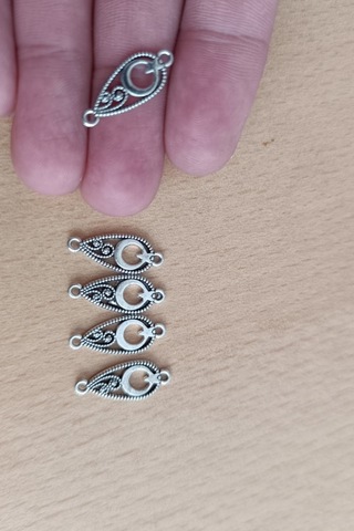 Tesbih Püskül Sallantı Aparatı Türk Bayraklı Metal Ay Yıldız Metal Aparat 10 Adet Gri Gri