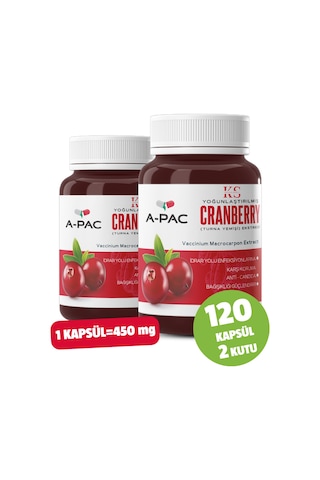 Kızılcık Sepeti A-Pac Cranberry Turna Yemişi Kızılcık Ekstresi 2 x 60 Kapsül