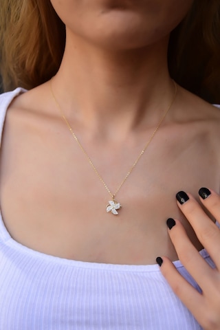 Papatya Silver  925 Ayar Gümüş Altın Kaplama Rüzgar Gülü Kolye