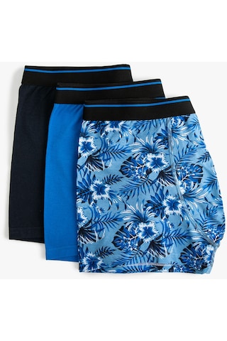 Koton 3'Lü Boxer Seti Çiçekli Baskılı Çok Renkli Mavi 4Slm90026Mk Mavi
