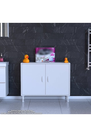 Modilayn Söke 100x75x32,5 Cm Lik Küçük Alanlar İçin Akıllı Çözümler 2 Kapaklı 4 Göz Raf Dolap Beyaz