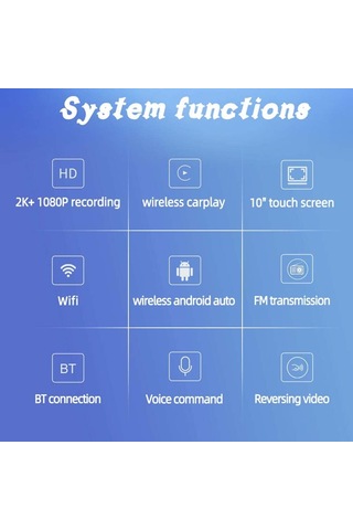 10 Süper Hd Ips Dokunmatik Ekran Akıllı Ekran Araba Stereo Ön Kaydedici Dahili 12v-24v Kamyon Van Kablosuz Carplay A