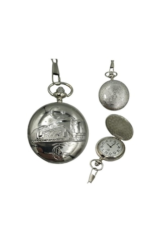 Profisher R0003TCDDS TCDD Tren Kabartmalı 46 MM Klasik Kuvars Köstekli Cep Saati