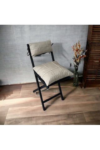 Modern Style Home Bahçe - Balkon, Iç Ve Dış Mekan Katlanır Metal Sandalye 4 Adet Krem