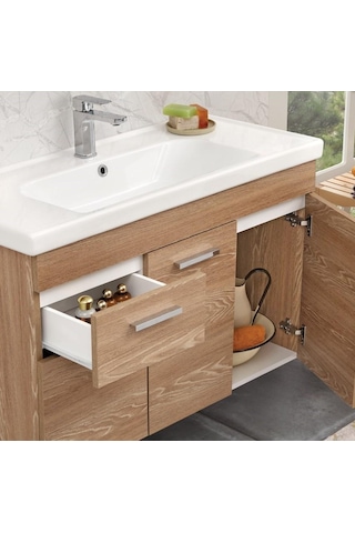 Orka Enez 100 Cm Mdf Livana Banyo Dolabı Alt Modül Ve Lavabo Çok Renkli