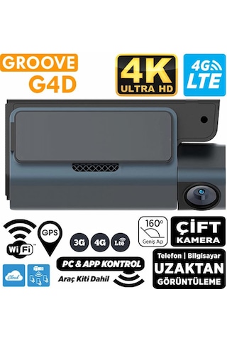 Groove G4d 4g Lte 4k Uhd Ön + Arka Sim Kart Destekli Araç İçi Kamera