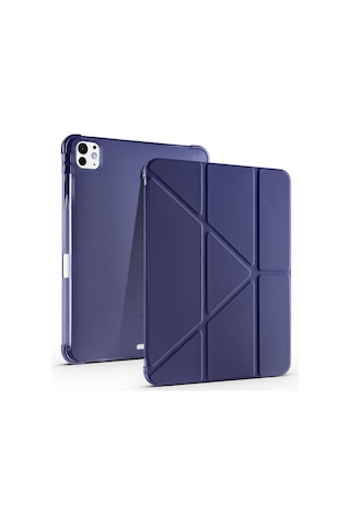 Apple Uyumlu iPad, Pro 11 İnç M5 2025 Kılıf Üçgen Katlanabilir Kalem Şarj Bölmeli Kılıf A2836 A2837 A3006 Kapaklı Kılıf