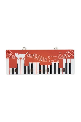 Anadoliamağazacılık Kedili Piyano 4'Lü Dekoratif Askılık Diğer