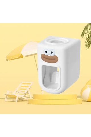 Elmpaly Beyaz 1 2 Parça Duvara Monte Otomatik Diş Macunu Sıkma Aparatı Lazy Temassız Deliksiz Günlük Kurulum 1