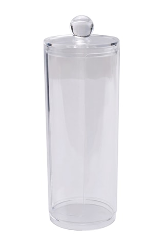 Leasetake Yüz Makyajı Kabı Pamuk Pedleri Yuvarlak Kapaklı Dağıtıcı Şeffaf Akrilik Dağıtıcı Pamuk Şeffaf