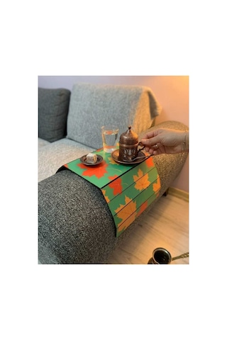 Ahşap Katlanabilir Koltuk Kolçak Tepsisi - Esnek Yan Sehpa Ve Bardak Altlığı - Koltuk Düzenleyici Sonbahar