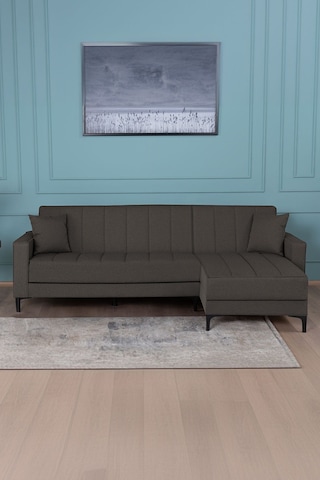 Kilim Mobilya Vela Köşe Uzanmalı Yataklı Köşe Takımı Koyu Gri