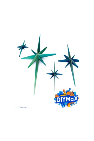 Yıldız Duvar Dekoru 4'lü Set Mid-century Modern Starburst Dekoratif Duvar Süsü - Sari Sarı