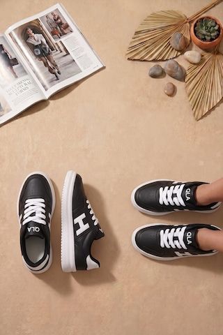 Ayakkabı Fuarı Elit Asqla1457 Kadın Klasik Sneaker Siyah - Beyaz