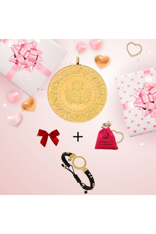 Yarım Altın Eski Tarihli Kulplu 22 Ayar Sevgililer Gününe Özel Bileklik Hediye