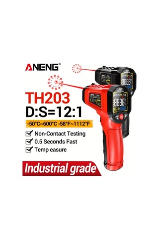 Boatshop1 Aneng Th203 Kırmızı Endüstriyel Kızılötesi Termometre Higrometre -50 600 Lazer Hedefleme Lcd Ekran Yüksek Hassasiyet