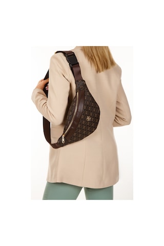 Newish Polo Kadın Desenli Çapraz Omuz Askılı Bel Ve Omuz Çantası - New345 Kahverengi