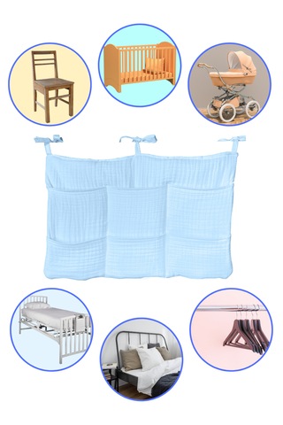 Bebek Beşik Yanı Organizer 6 Cepli Pratik Organizer Mavi