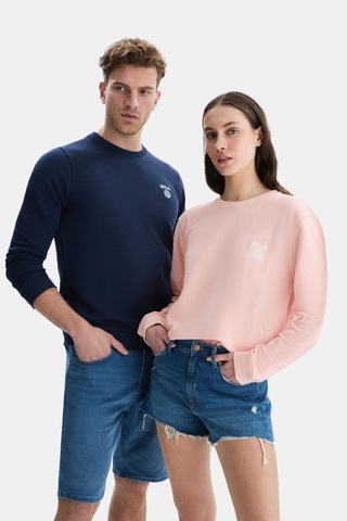 Ucla Valley Lacivert Bisiklet Yaka Baskılı Standard Fit Erkek Sweatshirt Lacivert