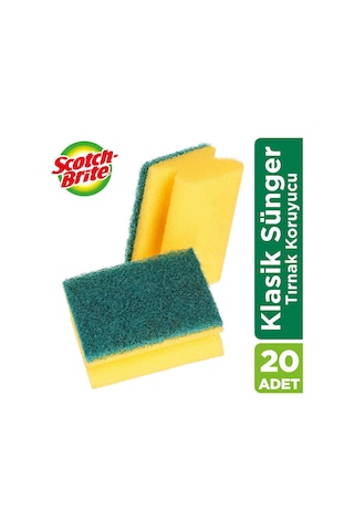 Scotch Brite Scotch-Brite Yeşil Bul Süngeri 20'Li- Tırnak Koruyuculu(5X4)