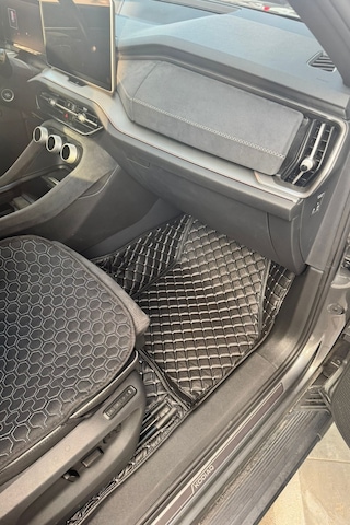 Honda Cıvıc Fd6 2007-2011 Siyah Üzeri Beyaz Dikiş 8d Diamond Premium Havuzlu Deri Oto Paspas