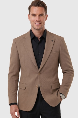 Deepsea Erkek Kahve Dokulu Desenli İtalyan Kesim Blazer Ceket Slim Fit Çift Düğme Ceket 2600817 Kahverengi
