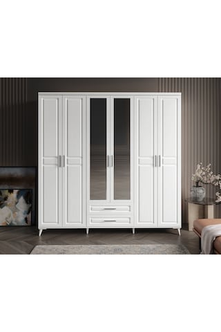 Gözde 6 Kapaklı Komple Mdf Beyaz Yatak Odası