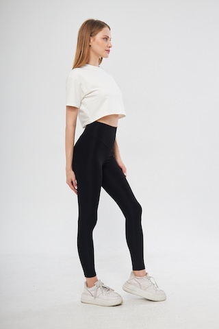 Thıff Gymwear Mavi Yüksek Bel Dalgıç Kumaş Spor Günlük Tayt Siyah