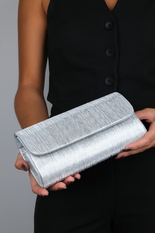 Ago Gümüş Çizgili Kadın Abiye Çanta Çok Renkli