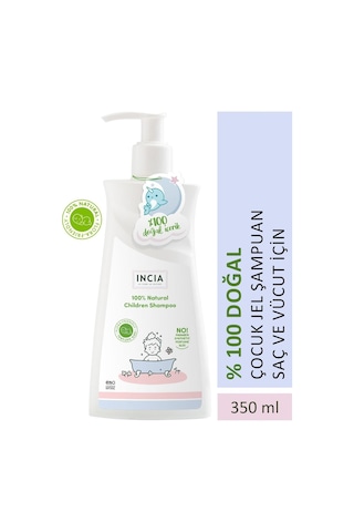 INCIA %100 Doğal Organik Sertifikalı Bebek ve Çocuk Jel Şampuanı Saç Vücut Lavanta Konak Önleyici 350 ml