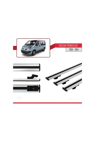 Nissan Primastar 2001-2014 Arası İle Uyumlu Basic Model Ara Atkı Tavan Barı Gri 3 Adet