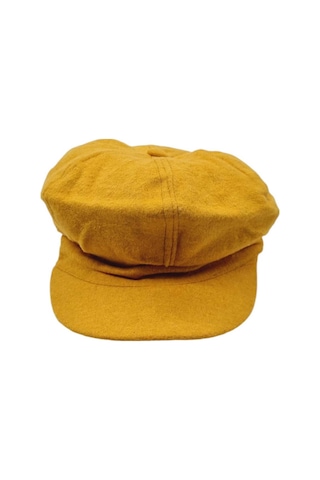 Uniquetrenders Kadın Arkadan Lastikli Kışlık Baretta Şapka Hardal