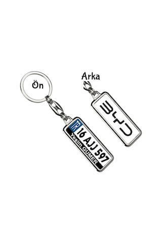 Kişiye Özel Byd Siyah Logo Tema Plaka Anahtarlık Gümüş