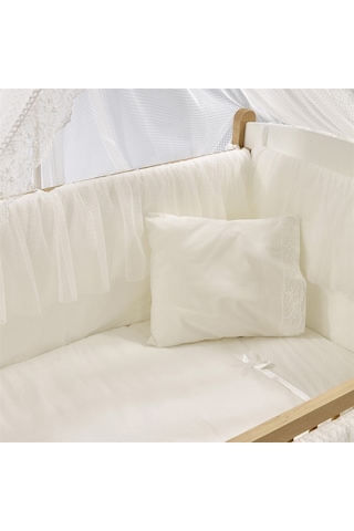 Meltem Kids Mia Anne Yanı Ahşap Sallanır Beşik 60 x 120 CM (Naturel - Ekru) Kahverengi