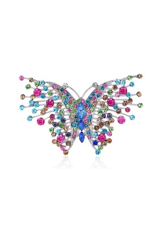 Avusturya Kristal Muhteşem Volant Kelebek Broş Gelin, Balo Çok Renkli