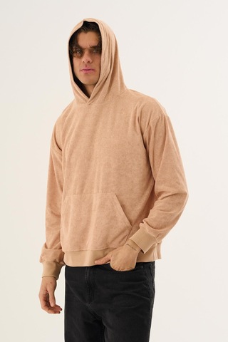 Alexandergardi Alexandergardı Kangru Cepli Kapişonlu Sweatshirt E23-00176 Bej
