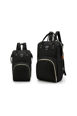 Mumya Çantası Büyük Kapasiteli Çok Fonksiyonlu Sırt Çantası Su Geçirmez Biberon Bezi Çantası Siyah Siyah