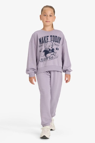 Defacto Kız Çocuk 2li Takım Baskılı Sweatshirt Eşofman Altı E6416a825aupr314 Mor