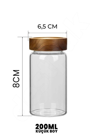 Akasya 6 Adet 200 Ml Cam Baharatlık - Akasya Rengi - Yuvarlak Çok Renkli