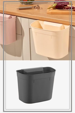 Flosoft Dolap İçi Askılı Çöp Kovası, Dolap Kapağı Asmalı Çöp Kutusu Gri