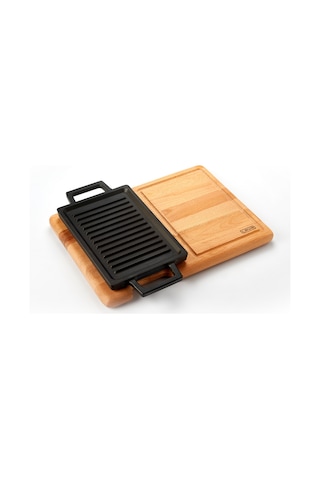 Lava Döküm Dikdörtgen Hot Plate Ahşap Altlıklı Ölçü 22x15CM.